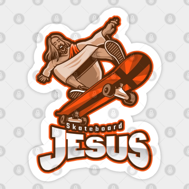 Jesus Skateboarding Sticker by DDSTees